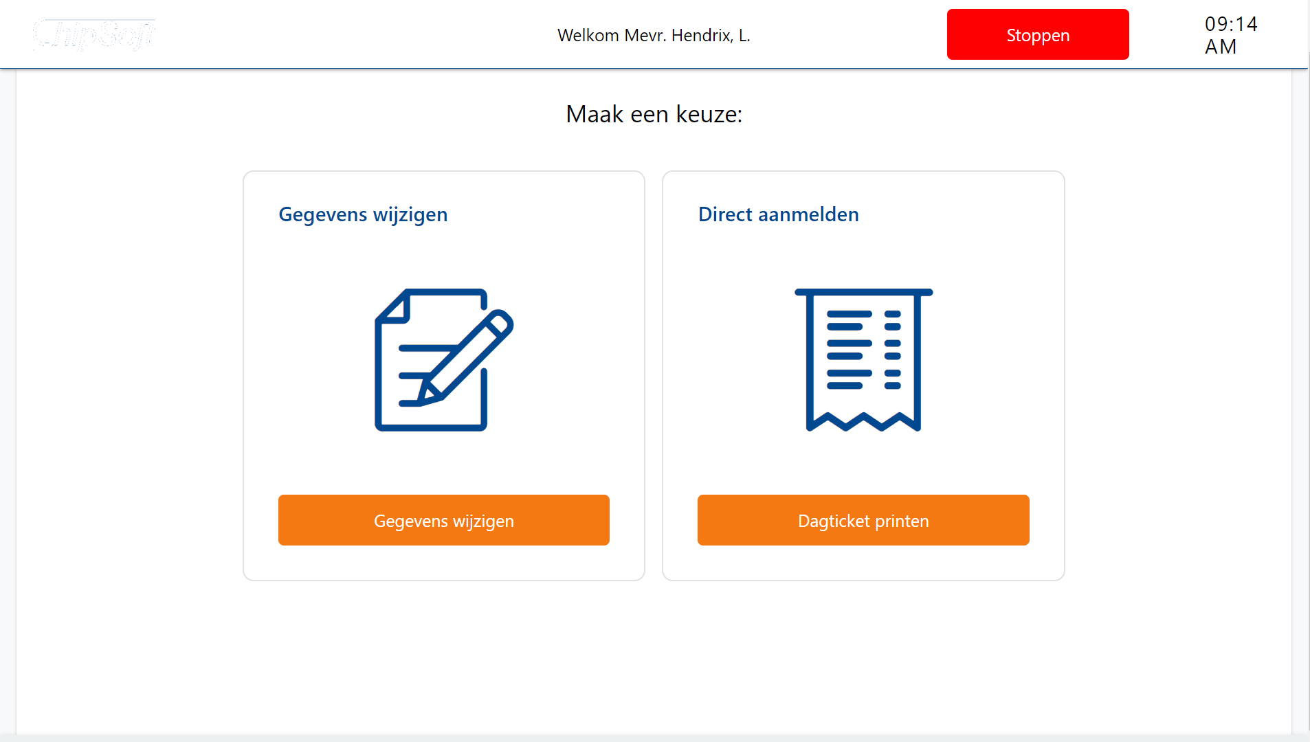 Zelfservicekiosk aanmeldzuil